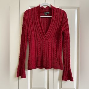 Beautifully-detailed Small red knit top